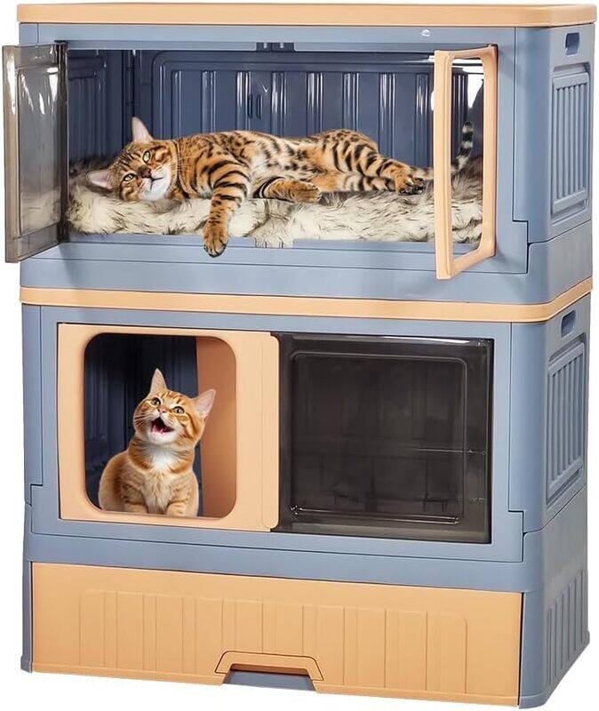 MAJIBAO Foldable cat litter box, Double layer cat toilet with wheels, Combination cat house and litter box, Enclosed with drawer litter box Set design and det
MAJIBAO Foldable cat litter box, Double layer cat toilet with wheels, Combination cat house and litter box, Enclosed with drawer litter box Set design and det