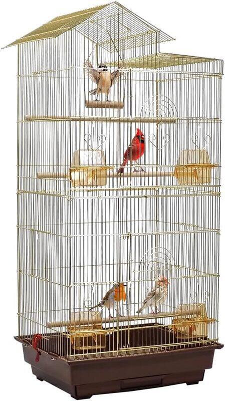MAJIBAO Bird cage with slide-out tray, food container and perches, Golden wrought iron bird cage for small and medium birds, 106 cm large metal birdhouse
MAJIBAO Bird cage with slide-out tray, food container and perches, Golden wrought iron bird cage for small and medium birds, 106 cm large metal birdhouse