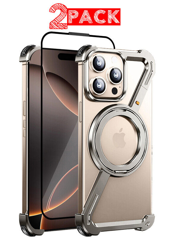 MARGOUN for iPhone 16 Pro Max 2 Pack Case and Screen Protector 360° Rotation, Aluminum and Metal Stand, Frameless, Shock Grade Protective Case Silver
MARGOUN for iPhone 16 Pro Max 2 Pack Case and Screen Protector 360° Rotation, Aluminum and Metal Stand, Frameless, Shock Grade Protective Case Silver