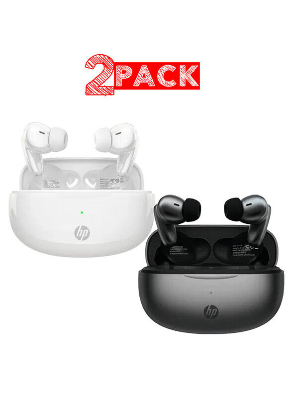 Hp 2 Pack H10i Wireless Headphones with Touch Settings, Super Battery Life Portable Pocket True Wireless Headphones Black/White
Hp 2 Pack H10i Wireless Headphones with Touch Settings, Super Battery Life Portable Pocket True Wireless Headphones Black/White