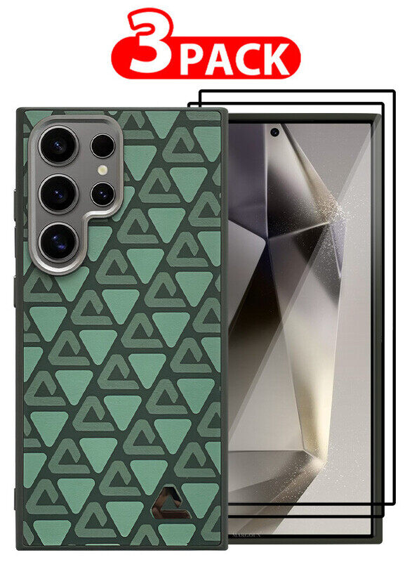 MARGOUN for Samsung Galaxy S24 Ultra 3 Pack Case and 2 Screen Protectors Leather Back Cover Triangle Pattern Shockproof Protective Phone Case Green
MARGOUN for Samsung Galaxy S24 Ultra 3 Pack Case and 2 Screen Protectors Leather Back Cover Triangle Pattern Shockproof Protective Phone Case Green