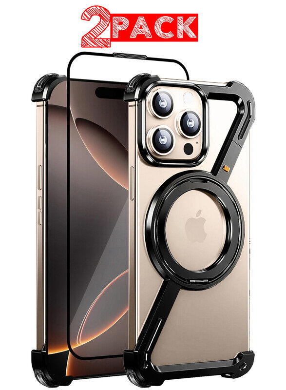 MARGOUN for iPhone 16 Pro Max 2 Pack Case and Screen Protector 360° Rotation, Aluminum and Metal Stand, Frameless, Shock Grade Protective Case Black
MARGOUN for iPhone 16 Pro Max 2 Pack Case and Screen Protector 360° Rotation, Aluminum and Metal Stand, Frameless, Shock Grade Protective Case Black