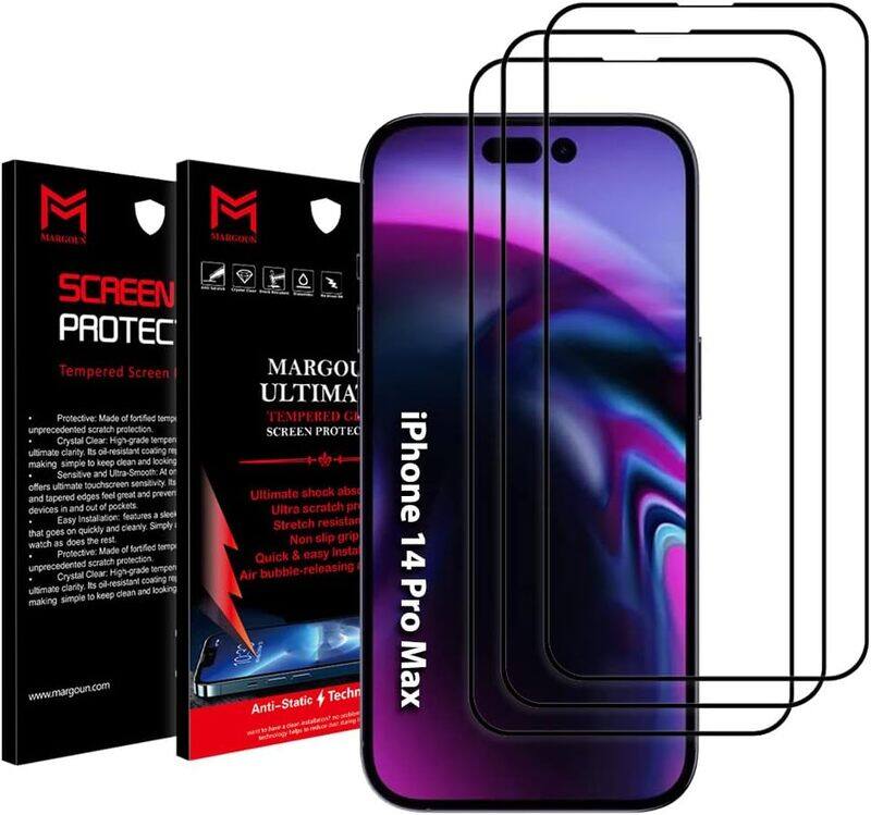 MARGOUN 3 Pack for iPhone 14 Pro Max Screen Protector Tempered Glass, Full Coverage Protective Film Easy Installation Anti Scratch Bubble Free
MARGOUN 3 Pack for iPhone 14 Pro Max Screen Protector Tempered Glass, Full Coverage Protective Film Easy Installation Anti Scratch Bubble Free