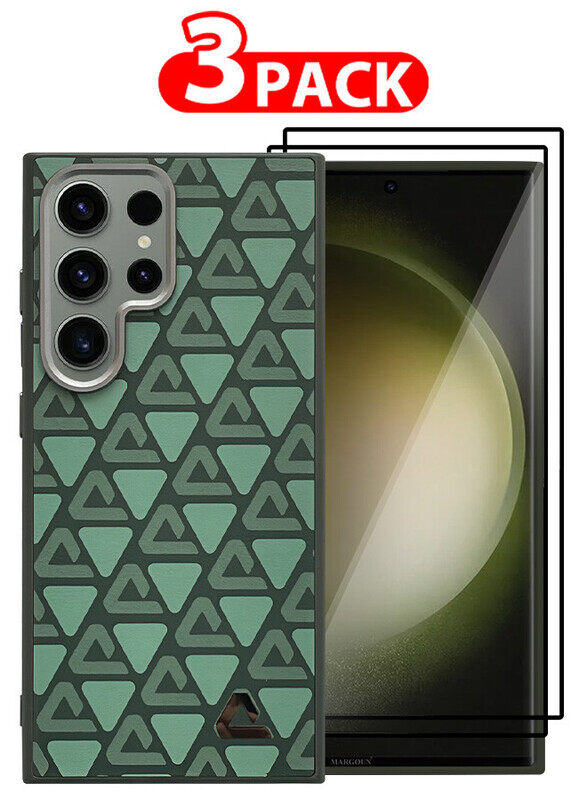 MARGOUN for Samsung Galaxy S23 Ultra 3 Pack Case and 2 Screen Protectors Leather Back Cover Triangle Pattern Shockproof Protective Phone Case Green
MARGOUN for Samsung Galaxy S23 Ultra 3 Pack Case and 2 Screen Protectors Leather Back Cover Triangle Pattern Shockproof Protective Phone Case Green