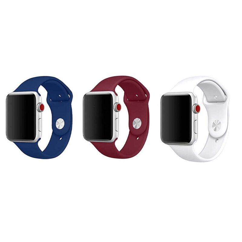 Margoun Soft Silicone Band for Apple Watch 49mm/45mm/44mm/42mm, 3 Piece, Navy Blue/Maroon/White
Margoun Soft Silicone Band for Apple Watch 49mm/45mm/44mm/42mm, 3 Piece, Navy Blue/Maroon/White