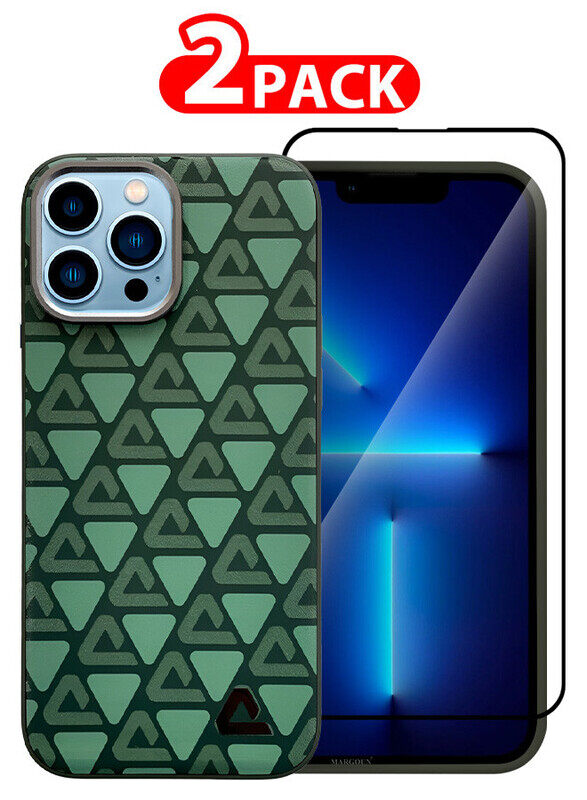 MARGOUN for iPhone 13 Pro Max 2 Pack Case and Screen Protector Leather Back Cover Triangle Pattern Shockproof Protective Phone Case Green
MARGOUN for iPhone 13 Pro Max 2 Pack Case and Screen Protector Leather Back Cover Triangle Pattern Shockproof Protective Phone Case Green