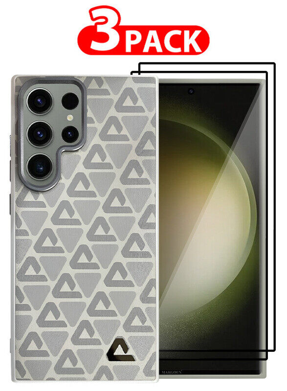 MARGOUN for Samsung Galaxy S23 Ultra 3 Pack Case and 2 Screen Protectors Leather Back Cover Triangle Pattern Shockproof Protective Phone Case Light Be
MARGOUN for Samsung Galaxy S23 Ultra 3 Pack Case and 2 Screen Protectors Leather Back Cover Triangle Pattern Shockproof Protective Phone Case Light Be