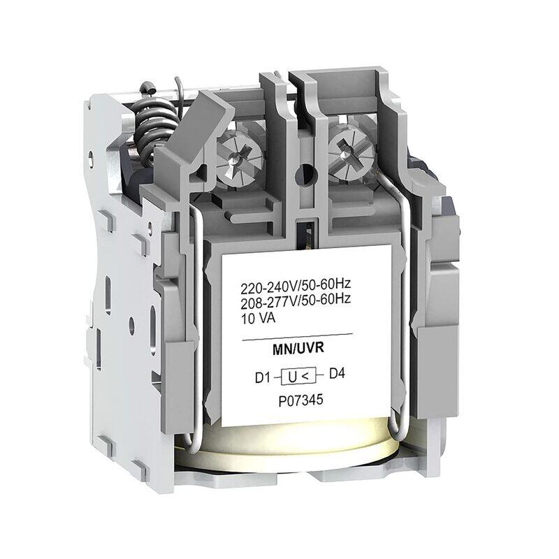 Schneider Electric Compact NSX MN Undervoltage Release Screwless Spring Terminal Connections Breaker, 220/240 VAC, 50/60 Hz, LV429407, Light Grey
Schneider Electric Compact NSX MN Undervoltage Release Screwless Spring Terminal Connections Breaker, 220/240 VAC, 50/60 Hz, LV429407, Light Grey