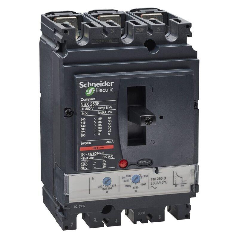 Schneider Electric Compact NSX 630 Circuit Breaker NSX250F, TMD, 250A, 3 poles 3d, LV431630, Black
Schneider Electric Compact NSX 630 Circuit Breaker NSX250F, TMD, 250A, 3 poles 3d, LV431630, Black