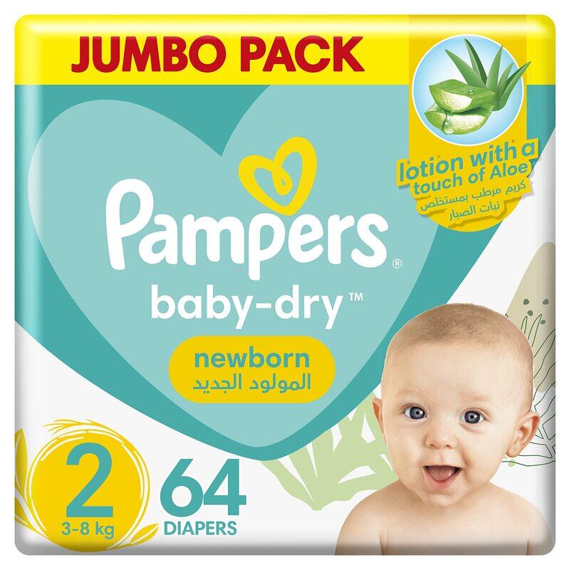 Pampers Baby Dry Diapers with Aloe Vera Lotion and Leakage Protection, Size 2, 3-8 Kg, 64 Count
Pampers Baby Dry Diapers with Aloe Vera Lotion and Leakage Protection, Size 2, 3-8 Kg, 64 Count