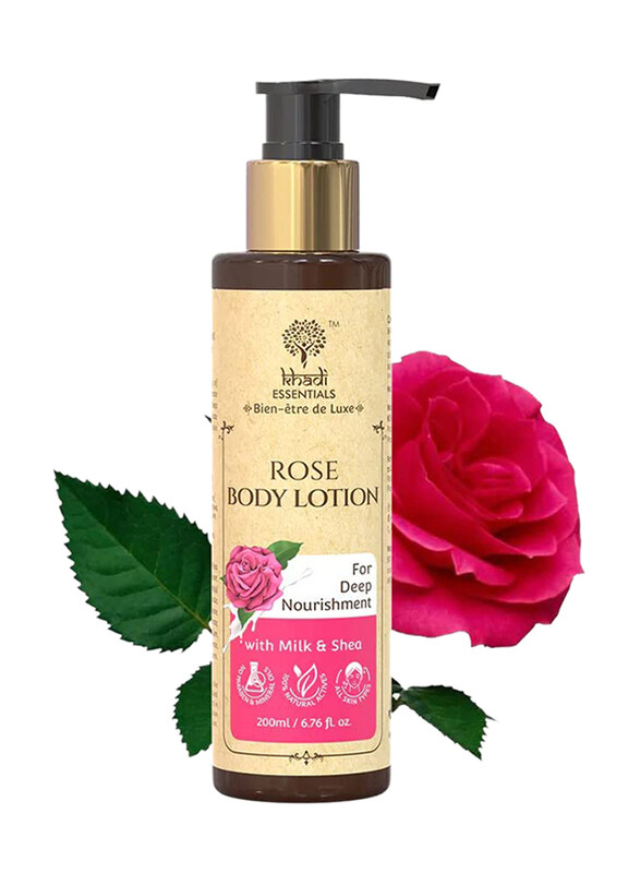Khadi Essentials Rose Body Lotion for Dry & Dull Skin with Milk & Shea Butter, 200ml
Khadi Essentials Rose Body Lotion for Dry & Dull Skin with Milk & Shea Butter, 200ml