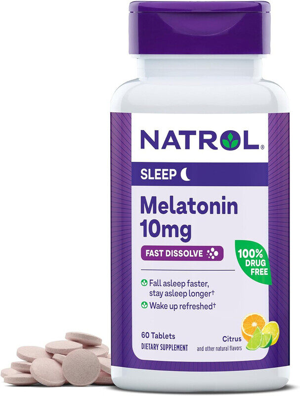 Natrol Melatonin 10mg, Citrus-Flavored Dietary Supplement for Restful Sleep, 60 Fast-Dissolve Tablets, 60 Day Supply
Natrol Melatonin 10mg, Citrus-Flavored Dietary Supplement for Restful Sleep, 60 Fast-Dissolve Tablets, 60 Day Supply