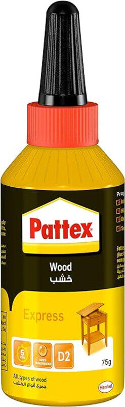 Pattex Wood Express, Quick-Drying Wood Glue, Vinyl Glue For Mounting, Assembling, Veneering Or Laminating On Wooden Supports, White Glue, 1 X 75 G
Pattex Wood Express, Quick-Drying Wood Glue, Vinyl Glue For Mounting, Assembling, Veneering Or Laminating On Wooden Supports, White Glue, 1 X 75 G