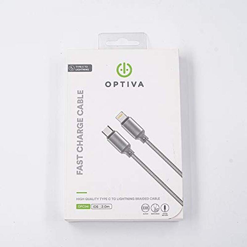 Optiva 2-Meters Lightning Charging & Data Cable, Male USB Type-C to Male Lightning, 2.4A Sync & Charge Long Lasting & Reinforced for All iOS Devices N
Optiva 2-Meters Lightning Charging & Data Cable, Male USB Type-C to Male Lightning, 2.4A Sync & Charge Long Lasting & Reinforced for All iOS Devices N