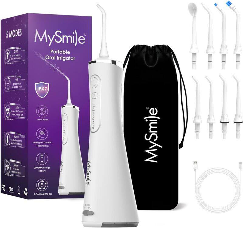 MySmile LP211 Cordless Advanced Water Flosser for Teeth 5 Cleaning Modes Rechargeable Power Dental Flosser 8 Replacement Jet Tips IPX 7 Waterproof Den
MySmile LP211 Cordless Advanced Water Flosser for Teeth 5 Cleaning Modes Rechargeable Power Dental Flosser 8 Replacement Jet Tips IPX 7 Waterproof Den