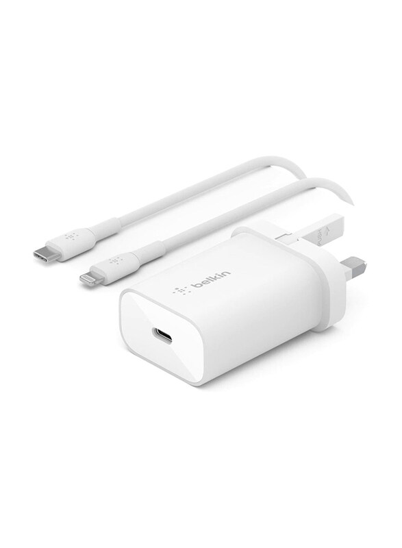 Belkin 25W Power Delivery USB C PPS Wall Charger with Included USB C to Lightning MFi Cable, White
Belkin 25W Power Delivery USB C PPS Wall Charger with Included USB C to Lightning MFi Cable, White