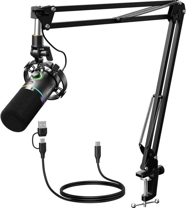 MAONO XLR USB Dynamic Microphone Kit RGB Podcast Mic with Software Mute Gain Knob Volume Control Boom Arm for Streaming Gaming VoiceOverRecording PD20
MAONO XLR USB Dynamic Microphone Kit RGB Podcast Mic with Software Mute Gain Knob Volume Control Boom Arm for Streaming Gaming VoiceOverRecording PD20