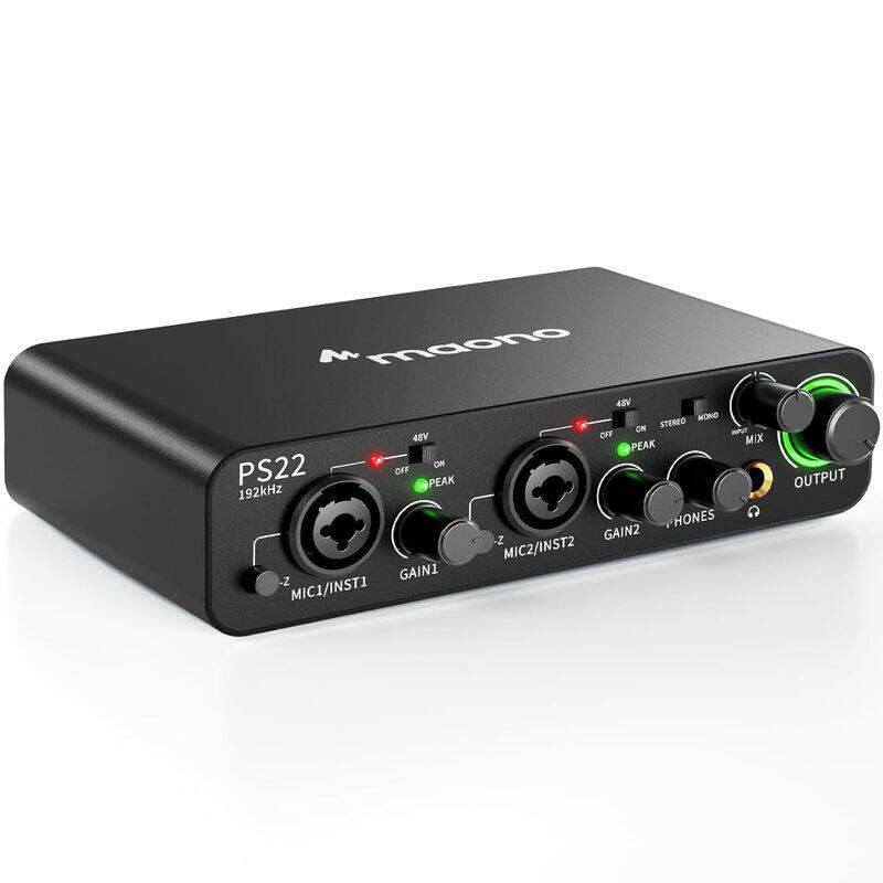 MAONO Audio interfaceUSB Audio Mixer with 60 dB Preamp 24bit 192kHz with Studio Quality Sound for Recording Music ProductionGuitar MacPC Smartphone PS
MAONO Audio interfaceUSB Audio Mixer with 60 dB Preamp 24bit 192kHz with Studio Quality Sound for Recording Music ProductionGuitar MacPC Smartphone PS