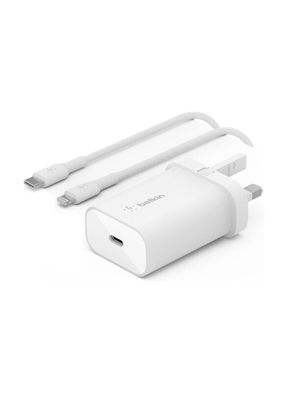 Belkin 25W Power Delivery USB C PPS Wall Charger with Included USB C to Lightning MFi Cable, White
Belkin 25W Power Delivery USB C PPS Wall Charger with Included USB C to Lightning MFi Cable, White