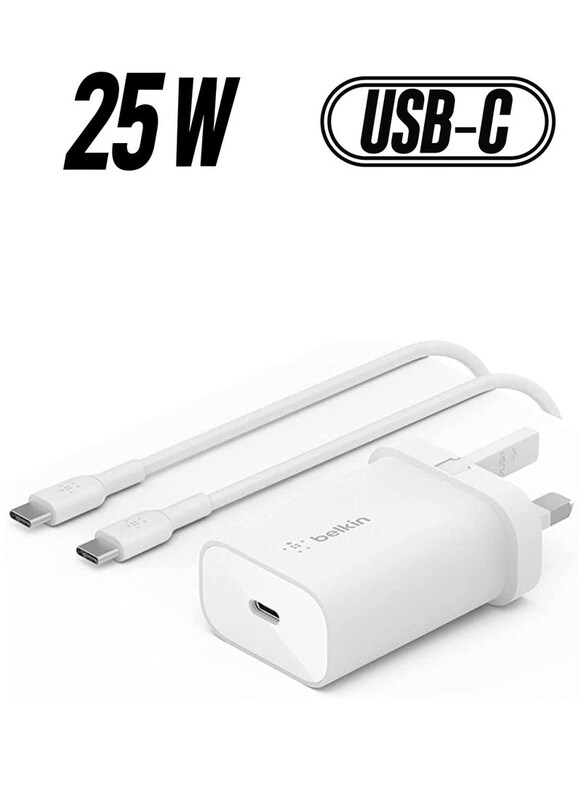 Belkin BoostCharge 25W USB-C Power Delivery PPS Wall Charger with USB-C to USB-C Cable, White
Belkin BoostCharge 25W USB-C Power Delivery PPS Wall Charger with USB-C to USB-C Cable, White