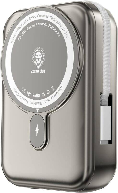 Green Lion Monaco Compatible With MagSafe 20000mAh Power BankIntegrated Type-C Cable
Green Lion Monaco Compatible With MagSafe 20000mAh Power BankIntegrated Type-C Cable