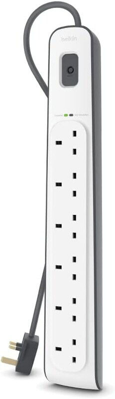 Belkin 6 Way/6 Plug Heavy Duty Electrical Extension Socket Surge Protection Strip With 2 Meters Cord Cable, Black
Belkin 6 Way/6 Plug Heavy Duty Electrical Extension Socket Surge Protection Strip With 2 Meters Cord Cable, Black