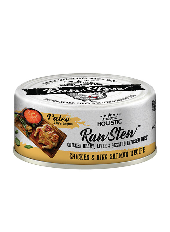 Absolute Holistic Raw Stew Chicken And King Salmon Recipe Wet Dog And Cat Food, 3 x 80g
Absolute Holistic Raw Stew Chicken And King Salmon Recipe Wet Dog And Cat Food, 3 x 80g