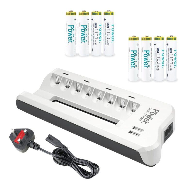 Dmkpower AAA Rechargeable 1.2V Ni-MH Battery with 8' SLOT AA/AAA Ni-MH/Ni-CD Smart Battery Charger, 1100mAh, 8 Pieces, White
Dmkpower AAA Rechargeable 1.2V Ni-MH Battery with 8' SLOT AA/AAA Ni-MH/Ni-CD Smart Battery Charger, 1100mAh, 8 Pieces, White