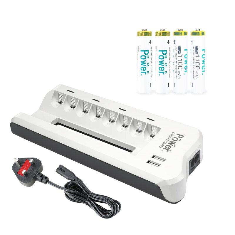 Dmkpower AA Rechargeable 1.2V Ni-MH Battery with 8' SLOT AA/AAA Ni-MH/Ni-CD Smart Battery Charger, 1100mAh, 4 Pieces, White
Dmkpower AA Rechargeable 1.2V Ni-MH Battery with 8' SLOT AA/AAA Ni-MH/Ni-CD Smart Battery Charger, 1100mAh, 4 Pieces, White