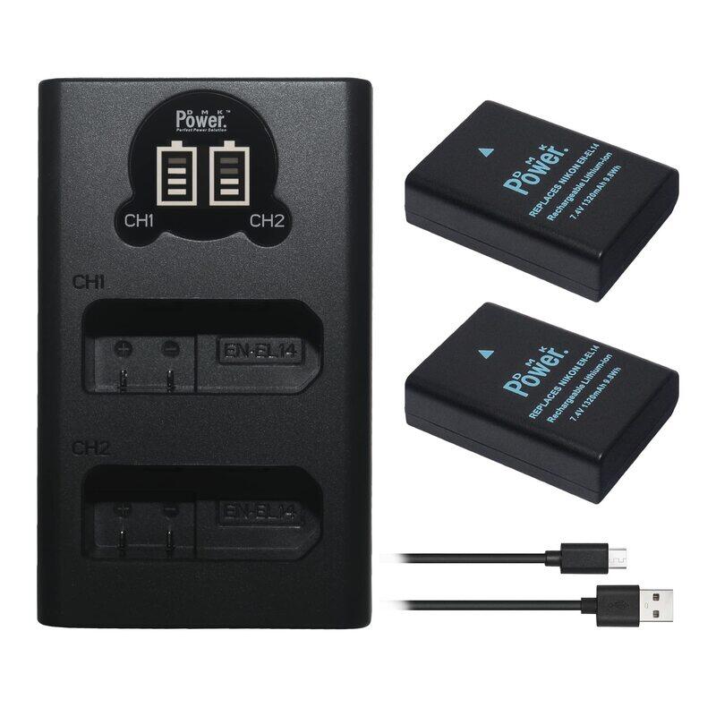 DMK Power EN-EL14A, EN-EL14 Battery with Battery Charger for Nikon D3100, D3200, D3300, D3400, D3500, D5100, Black
DMK Power EN-EL14A, EN-EL14 Battery with Battery Charger for Nikon D3100, D3200, D3300, D3400, D3500, D5100, Black