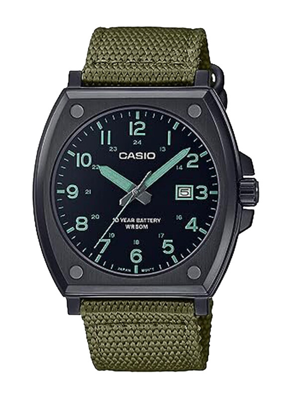 Casio Analog Watch for Men Cloth Band, Water Resistant, MTP-E715C-3AVDF, Black/Green
Casio Analog Watch for Men Cloth Band, Water Resistant, MTP-E715C-3AVDF, Black/Green