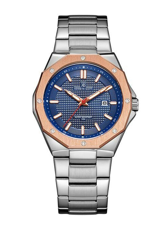Kenneth Scott Analog Watch for Men with Stainless Steel Band, K22044-SBSNK, Silver/Blue
Kenneth Scott Analog Watch for Men with Stainless Steel Band, K22044-SBSNK, Silver/Blue