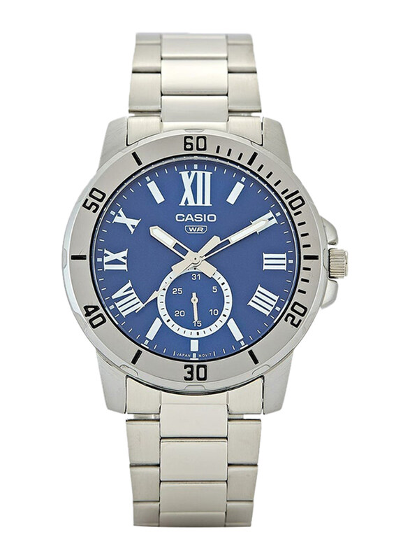 Casio Analog Watch for Men with Stainless Steel Band, Water Resistant & Chronograph, Mtp-vd200d-2budf, Silver-Blue
Casio Analog Watch for Men with Stainless Steel Band, Water Resistant & Chronograph, Mtp-vd200d-2budf, Silver-Blue