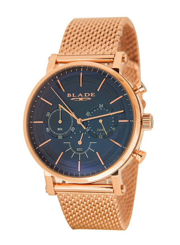 Blade Analog Watch for Men Stainless Steel Band, Water Resistant & Chronograph, 3577G2RBB, Blue/Rose Gold
Blade Analog Watch for Men Stainless Steel Band, Water Resistant & Chronograph, 3577G2RBB, Blue/Rose Gold