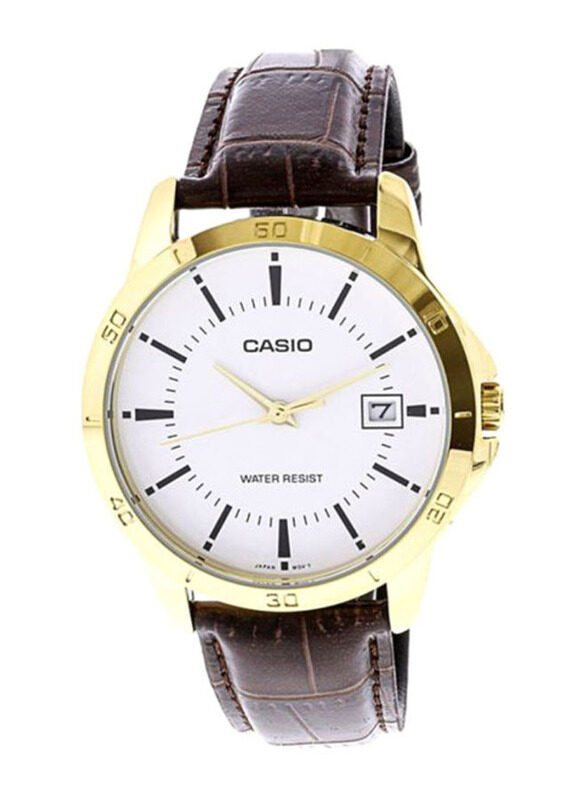 Casio Standard Analog Watch for Men with Leather Band, Water Resistant, MTP-V004GL-7A, Brown-White
Casio Standard Analog Watch for Men with Leather Band, Water Resistant, MTP-V004GL-7A, Brown-White