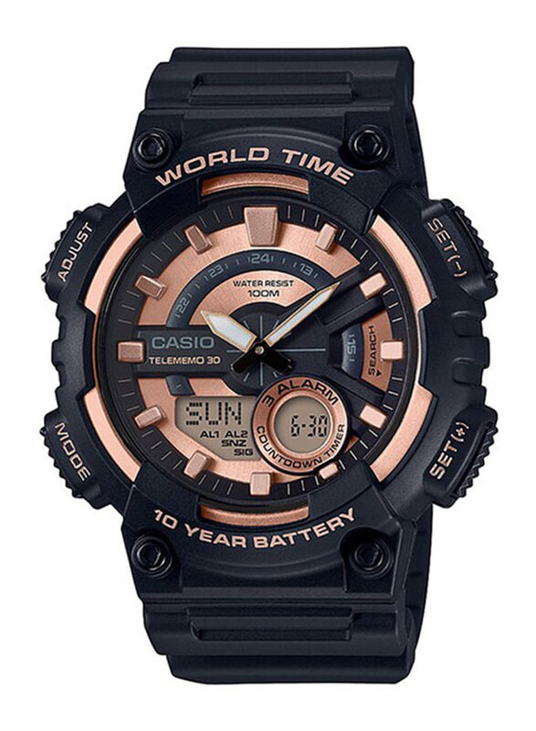 Casio Analog-Digital Watch for Men with Resin Band, Water Resistant, AEQ-110W-1A3VDF, Black-Rose Gold
Casio Analog-Digital Watch for Men with Resin Band, Water Resistant, AEQ-110W-1A3VDF, Black-Rose Gold