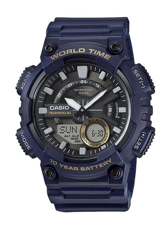 Casio Analog-Digital Watch for Men with Silicone Band, Water Resistant, AEQ-110W-2AVDF, Blue-Black
Casio Analog-Digital Watch for Men with Silicone Band, Water Resistant, AEQ-110W-2AVDF, Blue-Black