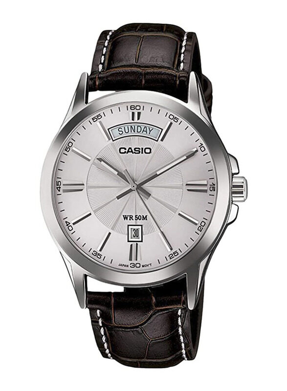Casio Enticer Analog Watch for Men with Leather Band, Water Resistant, MTP-1381L-7AV, Brown-Silver
Casio Enticer Analog Watch for Men with Leather Band, Water Resistant, MTP-1381L-7AV, Brown-Silver