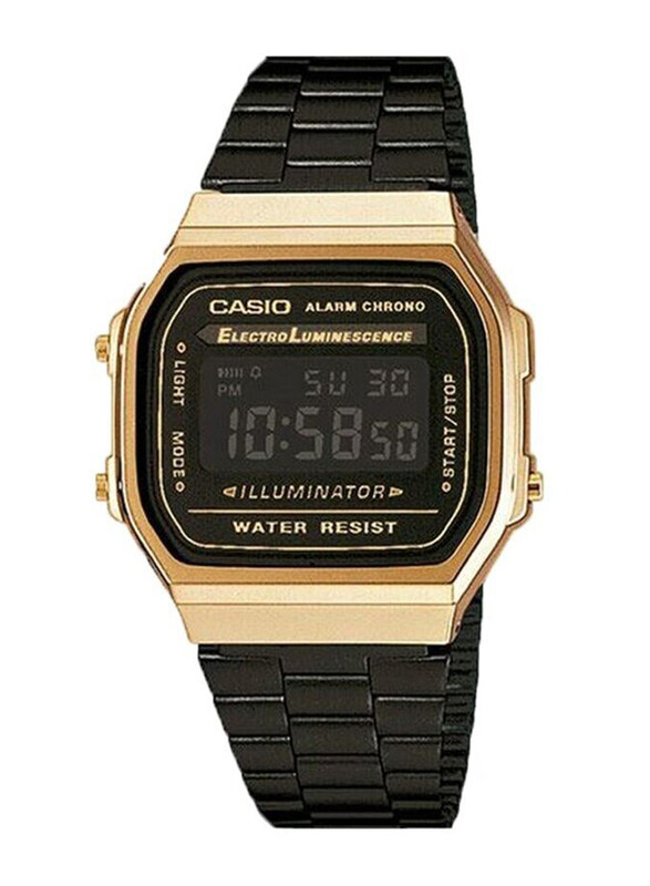 Casio Digital Watch for Men with Stainless Steel Band, Water Resistant, A168WEGB-1BEF, Black
Casio Digital Watch for Men with Stainless Steel Band, Water Resistant, A168WEGB-1BEF, Black