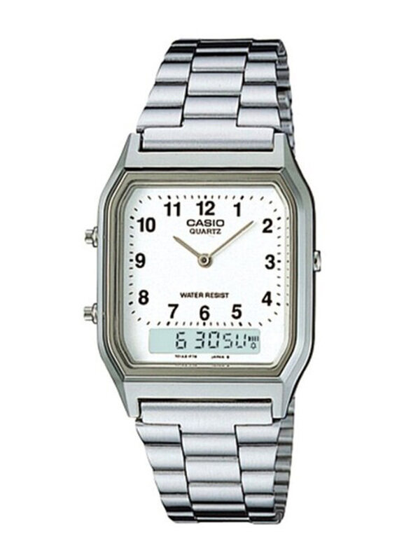 Casio Analog-Digital Watch for Men with Stainless Steel Band, Water Resistant, AQ-230A-7BMQ, Silver-White
Casio Analog-Digital Watch for Men with Stainless Steel Band, Water Resistant, AQ-230A-7BMQ, Silver-White