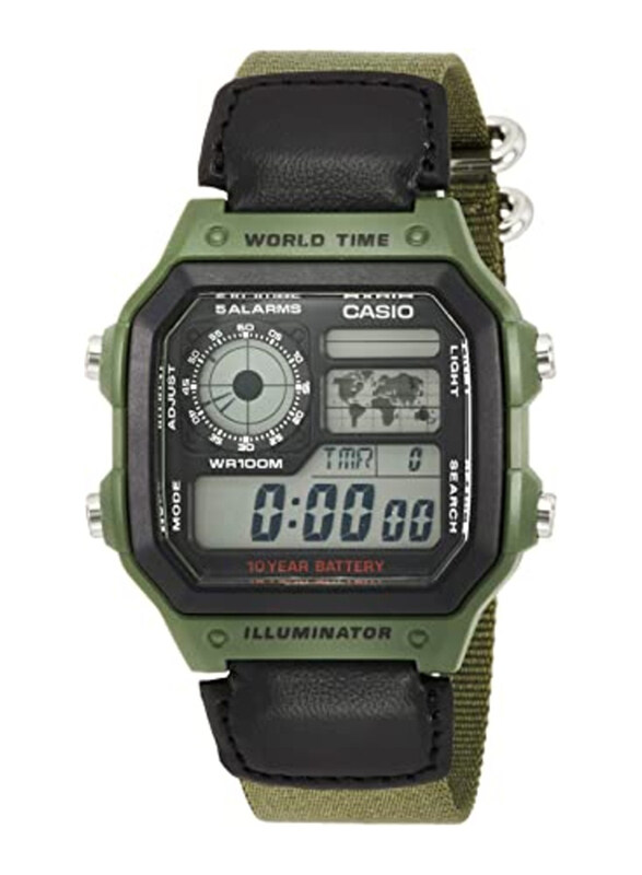 Casio Digital Watch for Men with Resin Band, Water Resistant, AE1200WHB-3BV, Green-Grey
Casio Digital Watch for Men with Resin Band, Water Resistant, AE1200WHB-3BV, Green-Grey