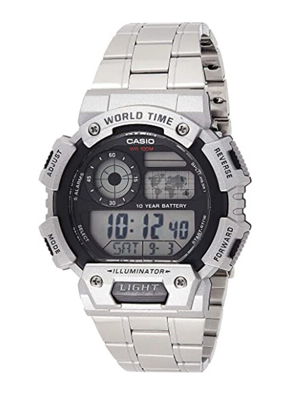 Casio Digital Watch for Men with Stainless Steel Band, Water Resistant, AE-1400WHD-1AVEF, Silver-Grey/Black
Casio Digital Watch for Men with Stainless Steel Band, Water Resistant, AE-1400WHD-1AVEF, Silver-Grey/Black