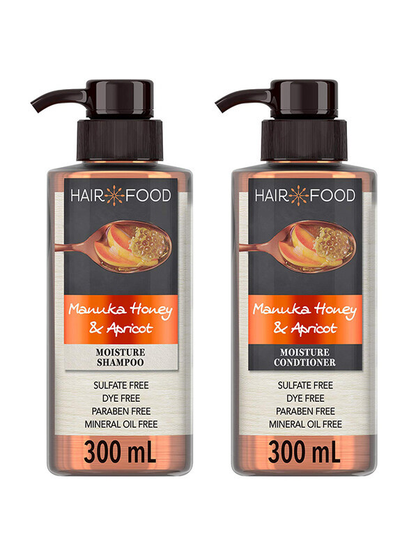 Hair Food Moisturizing Shampoo and Conditioner with Manuka Honey and Apricot without Sulphate for Dry Hair, 2 x 300ml
Hair Food Moisturizing Shampoo and Conditioner with Manuka Honey and Apricot without Sulphate for Dry Hair, 2 x 300ml