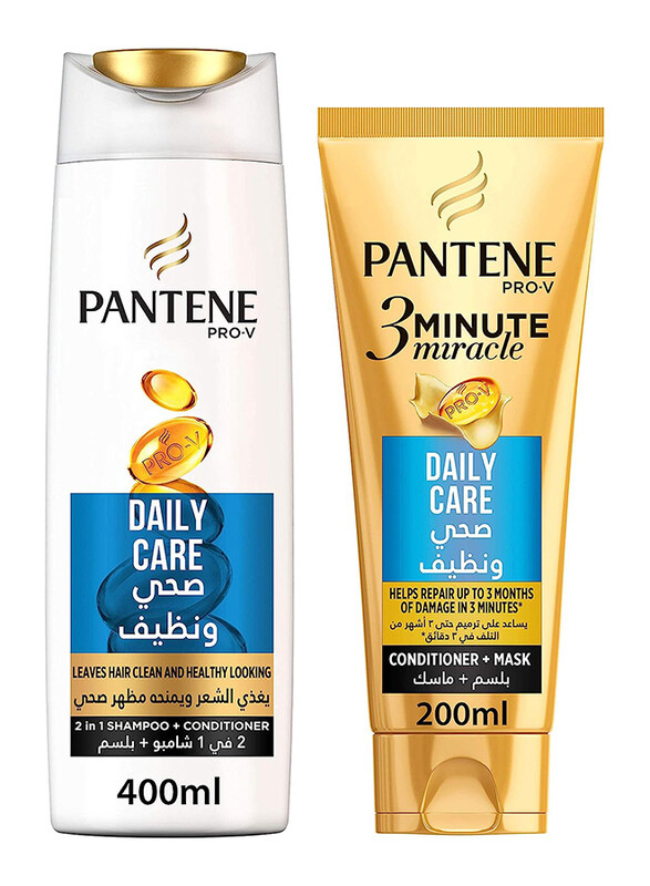 Pantene Pro-V Daily Care 2 in 1 Shampoo + Conditioner 400ml + 3 Minute Miracle Conditioner + Mask 200ml, Set
Pantene Pro-V Daily Care 2 in 1 Shampoo + Conditioner 400ml + 3 Minute Miracle Conditioner + Mask 200ml, Set