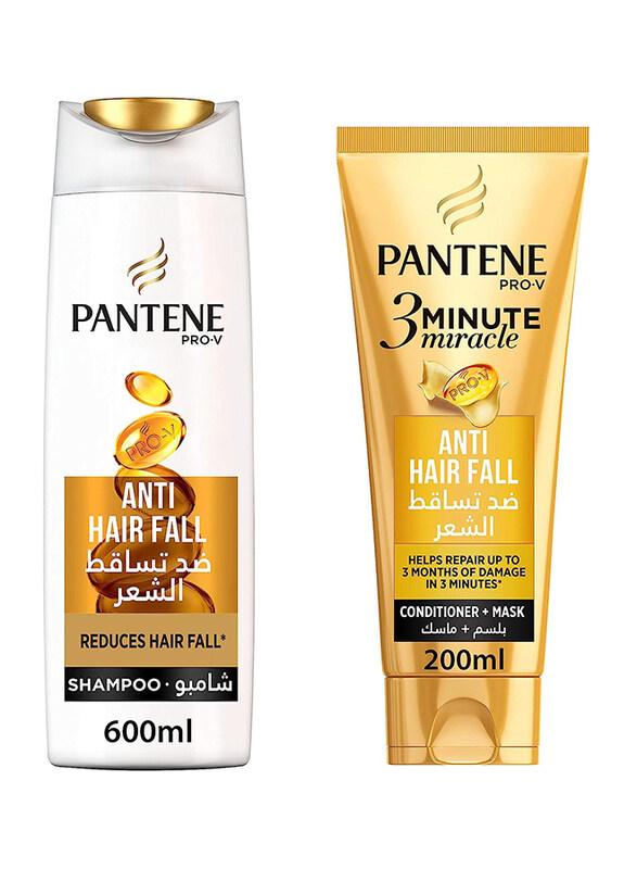 Pantene Pro-V Anti Hair Fall Shampoo 600ml + 3 Minute Miracle Conditioner + Mask 200ml, Set
Pantene Pro-V Anti Hair Fall Shampoo 600ml + 3 Minute Miracle Conditioner + Mask 200ml, Set