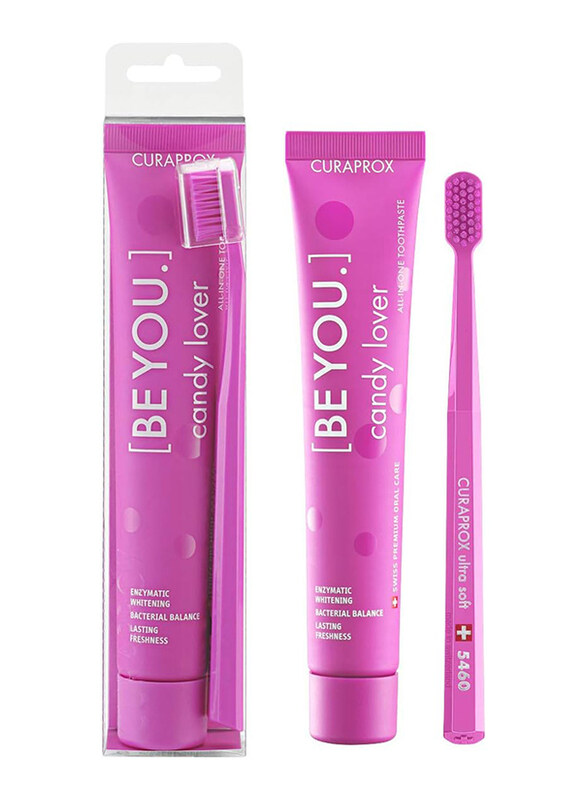 Curaprox Be You Candy Lover Gentle Whitening Toothpaste & Cs 5460 Curen Filaments Toothbrush Set, 2 Pieces
Curaprox Be You Candy Lover Gentle Whitening Toothpaste & Cs 5460 Curen Filaments Toothbrush Set, 2 Pieces