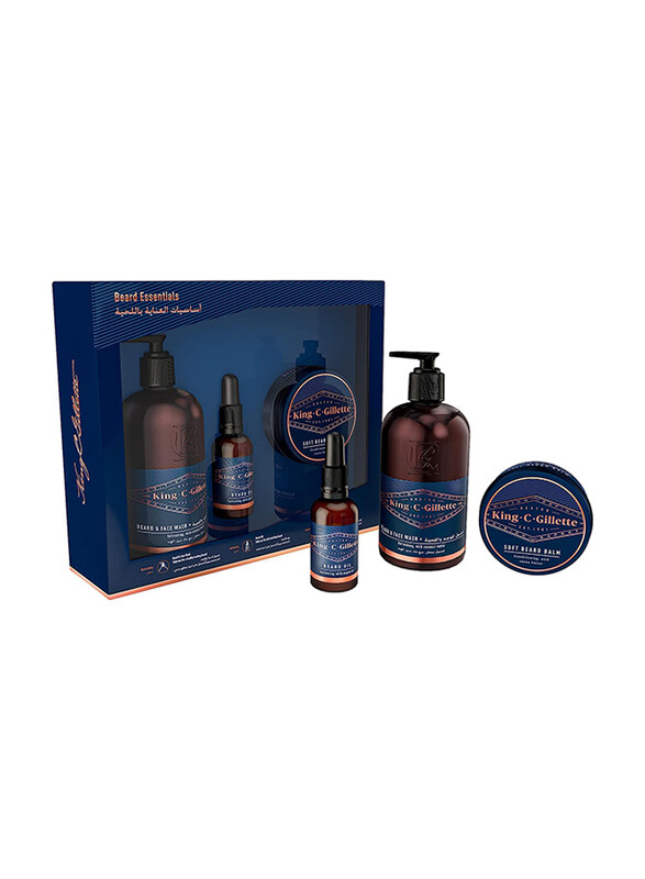 King C. Gillette Men's Beard and Face Wash with Beard Oil and Soft Beard Balm Set, 3 Pieces
King C. Gillette Men's Beard and Face Wash with Beard Oil and Soft Beard Balm Set, 3 Pieces