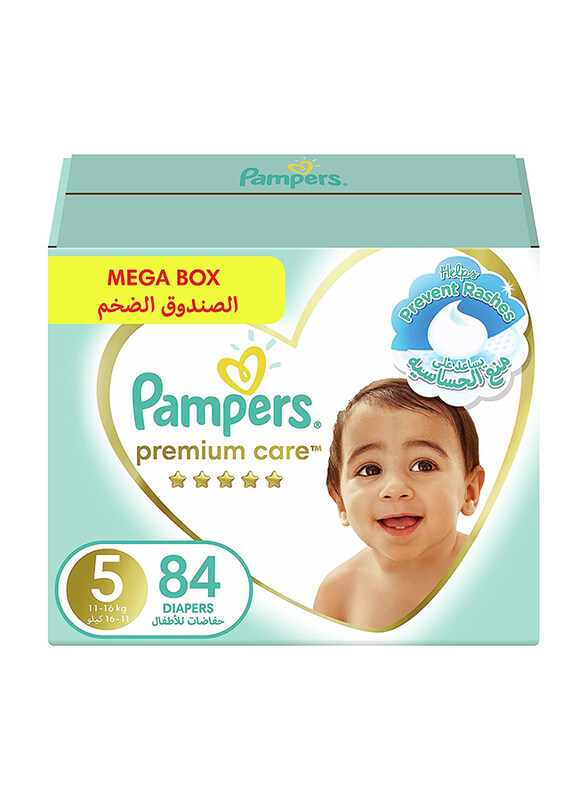 Pampers Premium Care Diapers The Softest Diaper & The Best Skin Protection, Size 5, 11-16 kg, 84 Count
Pampers Premium Care Diapers The Softest Diaper & The Best Skin Protection, Size 5, 11-16 kg, 84 Count
