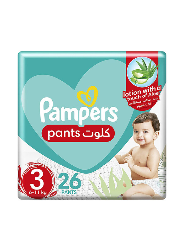 Pampers Baby-Dry Pants with Aloe Vera Lotion Diapers, Size 3, 6-11 kg, Mega Pack, 26 Count
Pampers Baby-Dry Pants with Aloe Vera Lotion Diapers, Size 3, 6-11 kg, Mega Pack, 26 Count