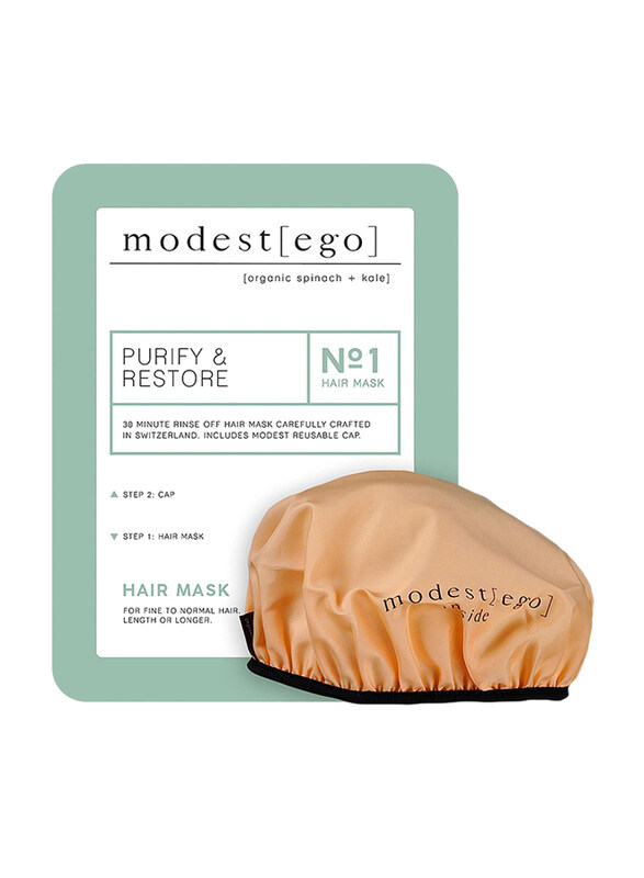 Modest Ego Purify & Restore Hair Mask & Cap With Organic Spinach & Kale, 20ml
Modest Ego Purify & Restore Hair Mask & Cap With Organic Spinach & Kale, 20ml